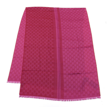 Gucci Wool Silk GG Monogram GGWeblong Fringe Scarf Shawl Red Pink 2 of 4