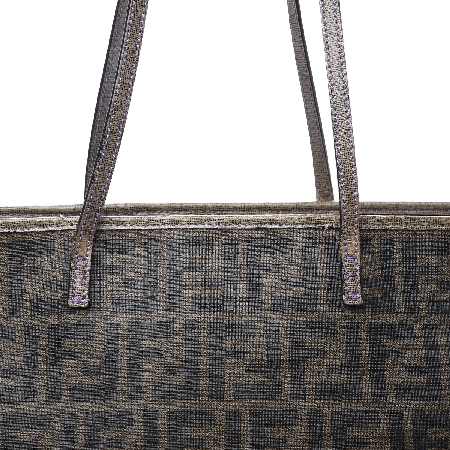 Fendi Zucca Spalmati Vitello Elite Medium Roll Tote Tobacco Viola 11 of 13