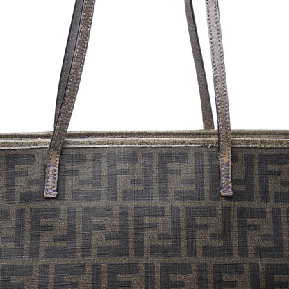 Fendi Zucca Spalmati Vitello Elite Medium Roll Tote Tobacco Viola 11 of 13