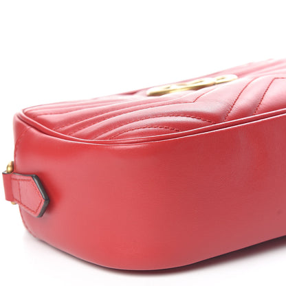 Gucci Calfskin Matelasse Small GG Marmont Chain Shoulder Bag Hibiscus Red 8 of 10