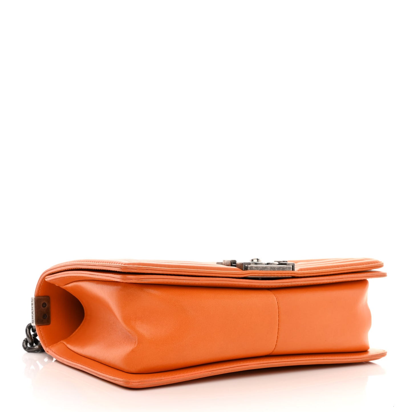 Lambskin Quilted Medium Boy Flap Orange