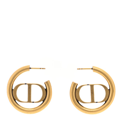 Christian Dior Metal 30 Montaigne Hoop Earrings Aged Gold 1 of 4