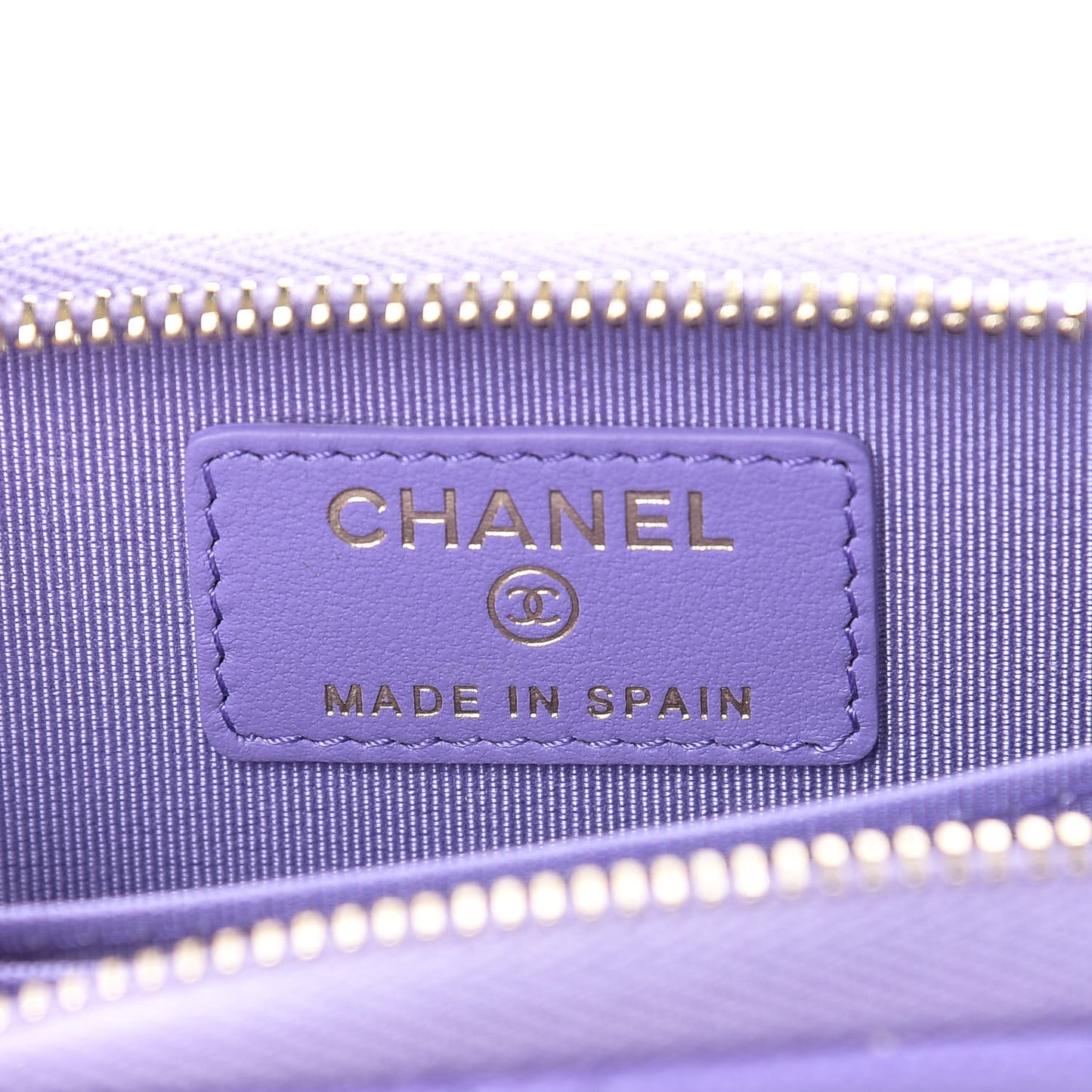 Caviar Quilted Zip Around Coin Purse Wallet Purple