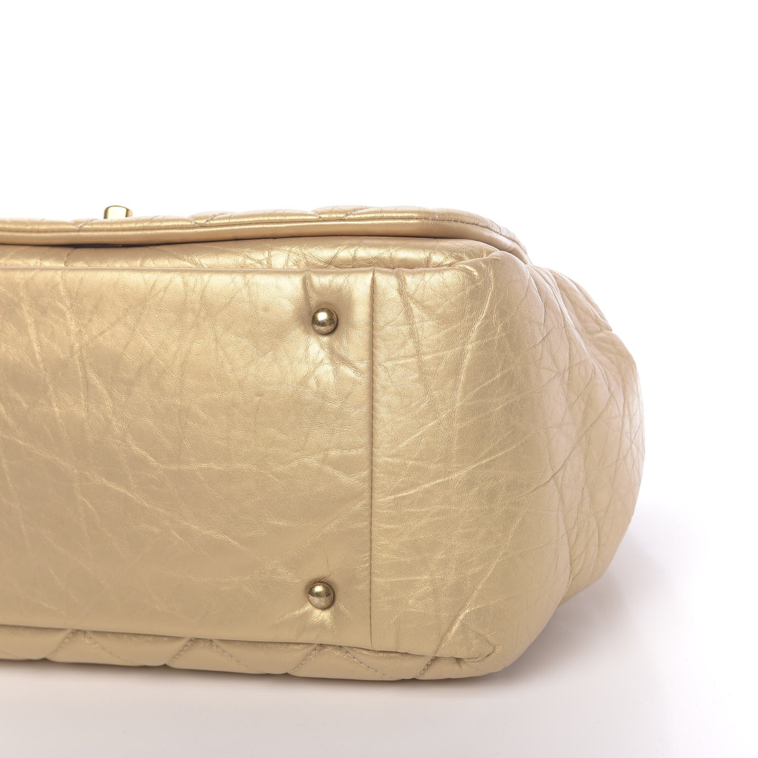 Chanel Metallic Aged Calfskin Quilted Large Pondichery Flap Gold 13 of 13