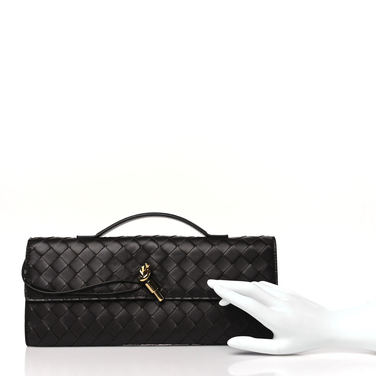 Bottega Veneta Nappa Intrecciato Long Andiamo Top Handle Clutch Fondant 2 of 11