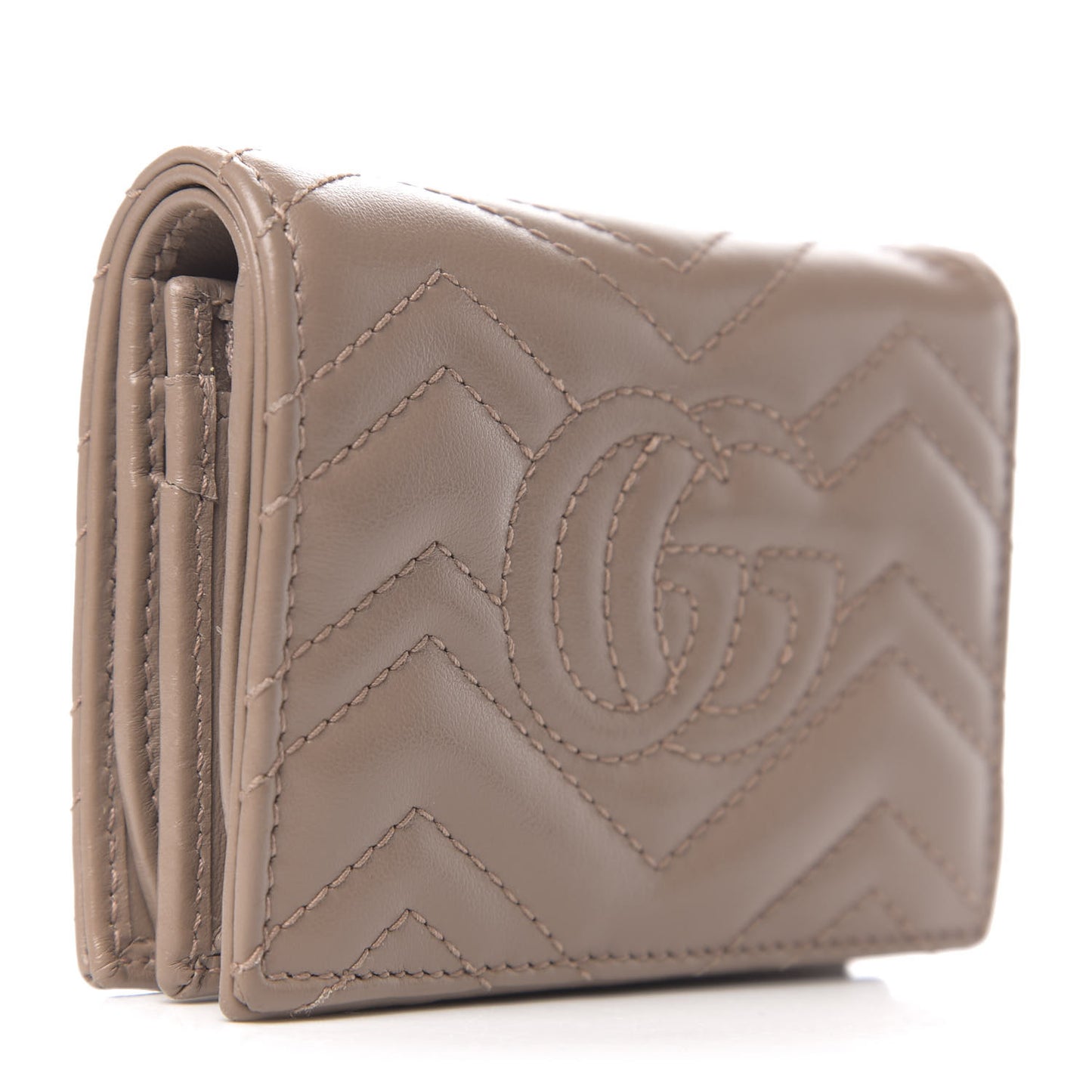 Calfskin Matelasse GG Marmont Card Case Wallet Porcelain Rose