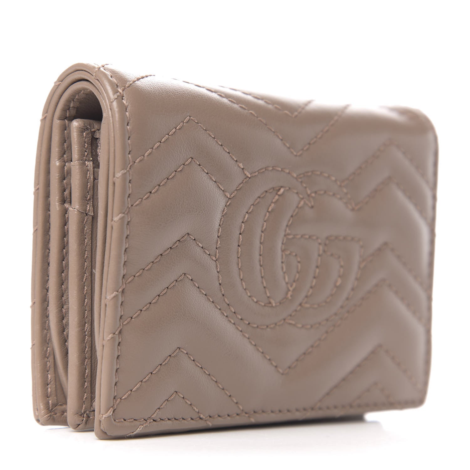 Gucci Calfskin Matelasse GG Marmont Card Case Wallet Porcelain Rose 2 of 7