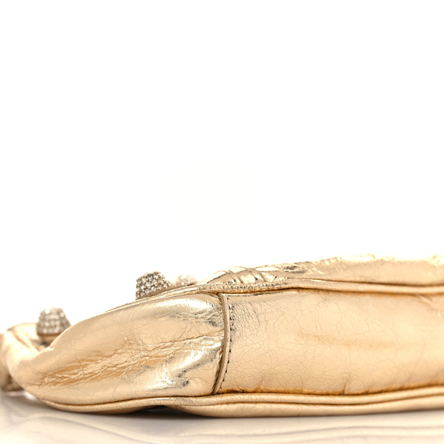 Metallic Arena Agneau Crystal Le Cagole Mini Purse With Chain Light Gold