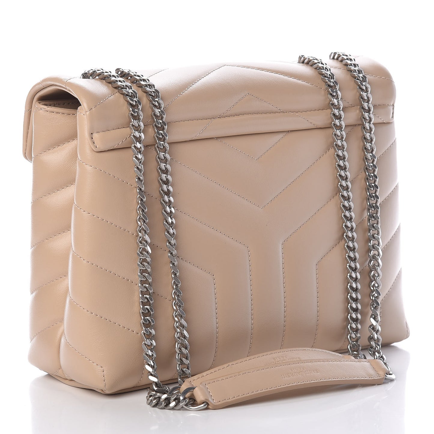 Calfskin Y Quilted Monogram Small Loulou Chain Satchel Dark Beige