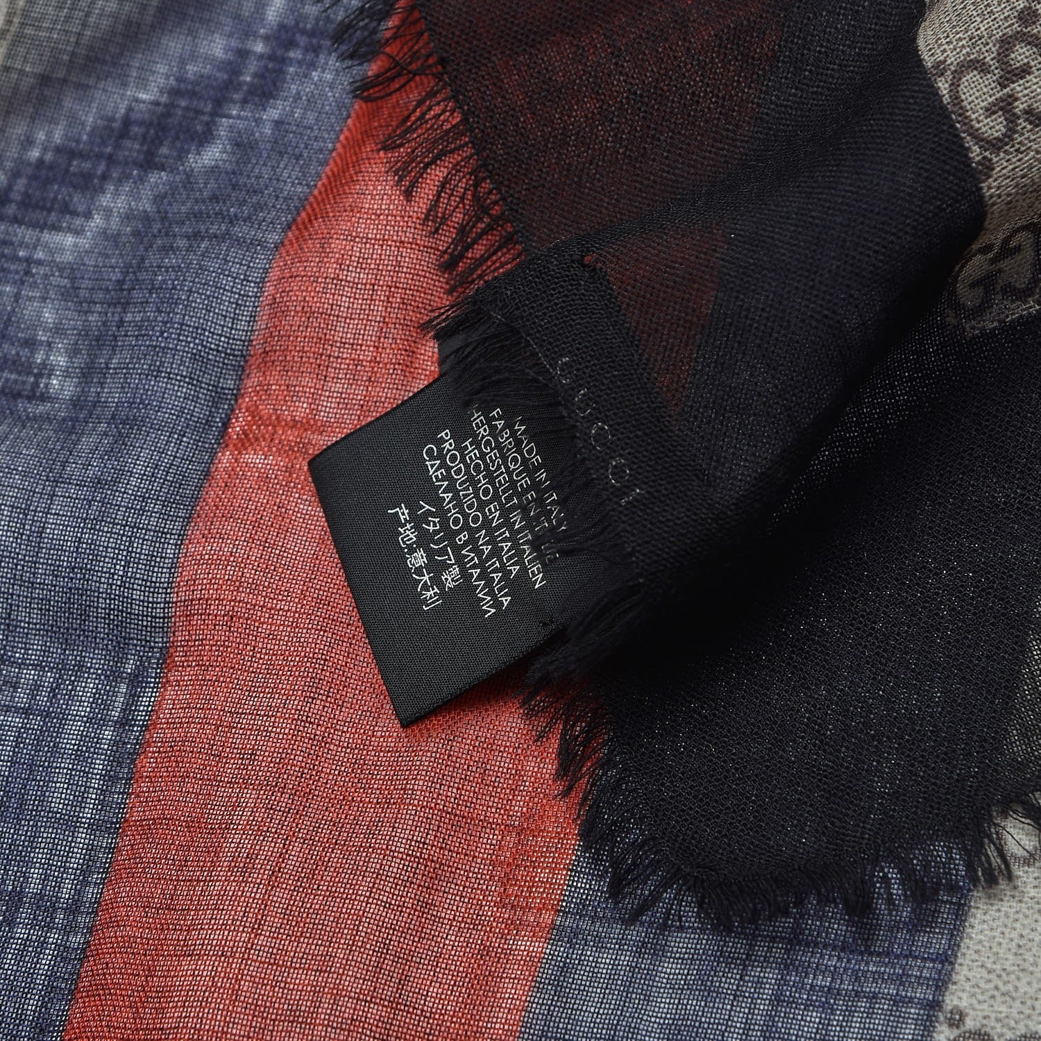 Gucci Wool Kingsnake Web Scarf Blue Red 9 of 10