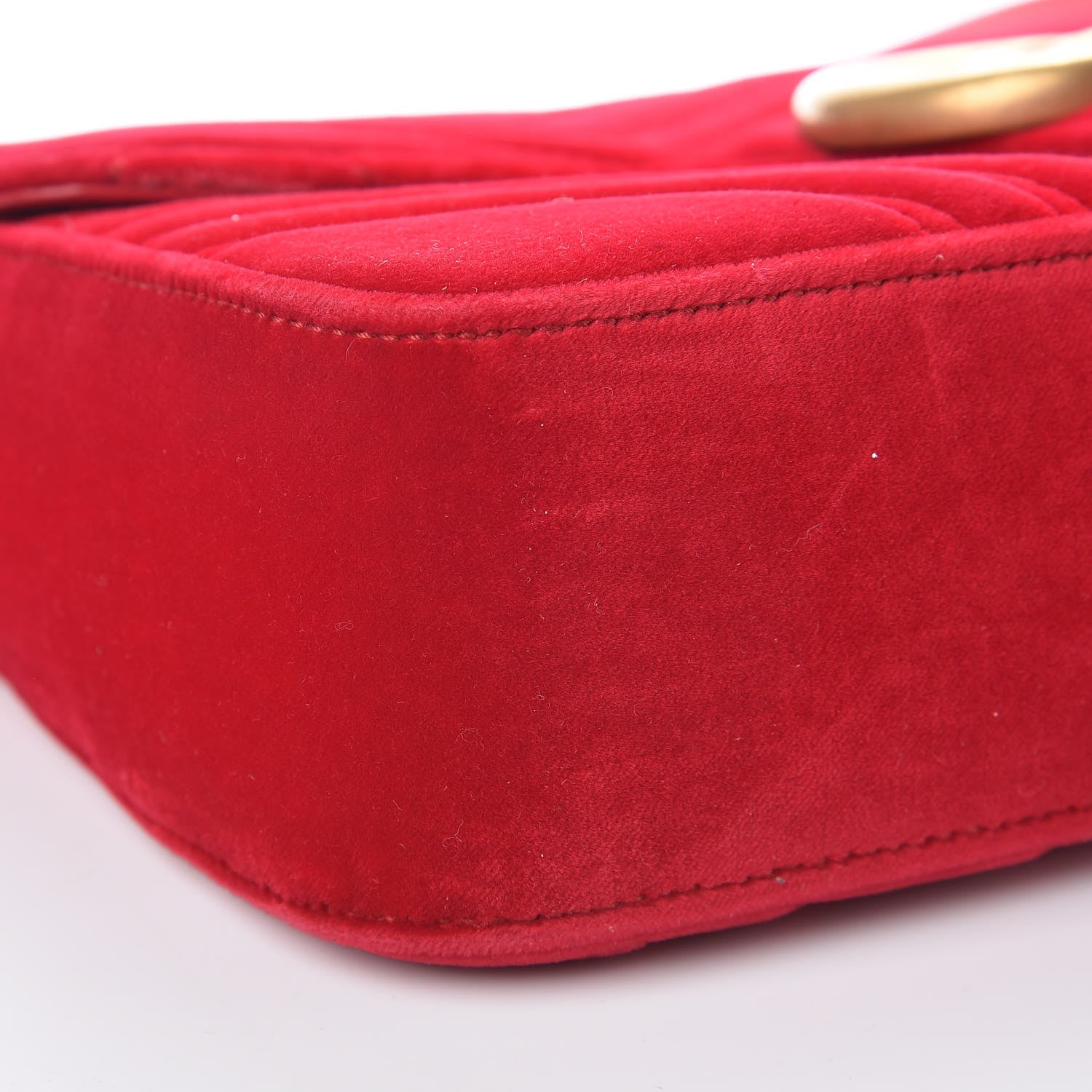 Gucci Velvet Matelasse Medium GG Marmont Shoulder Bag Hibiscus Red 8 of 9
