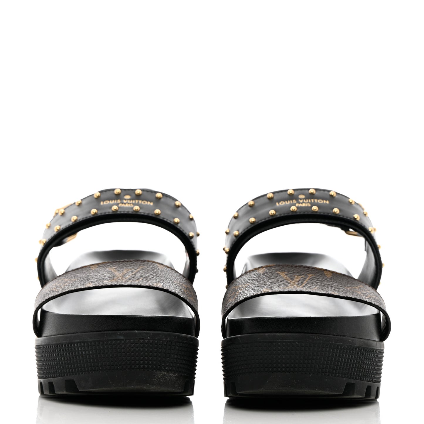 Calfskin Monogram Laureate Platform Sandals 38 Black