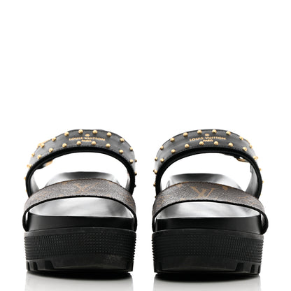 Louis Vuitton Calfskin Monogram Laureate Platform Sandals 38 Black 2 of 12