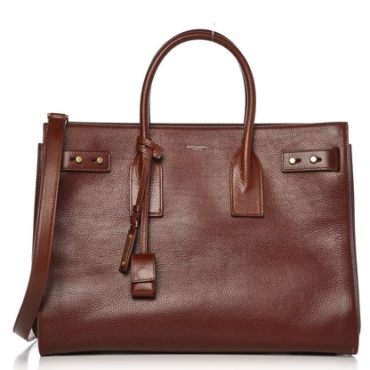 Saint Laurent Grained Calfskin Medium Supple Sac De Jour Dark Brown 1 of 15