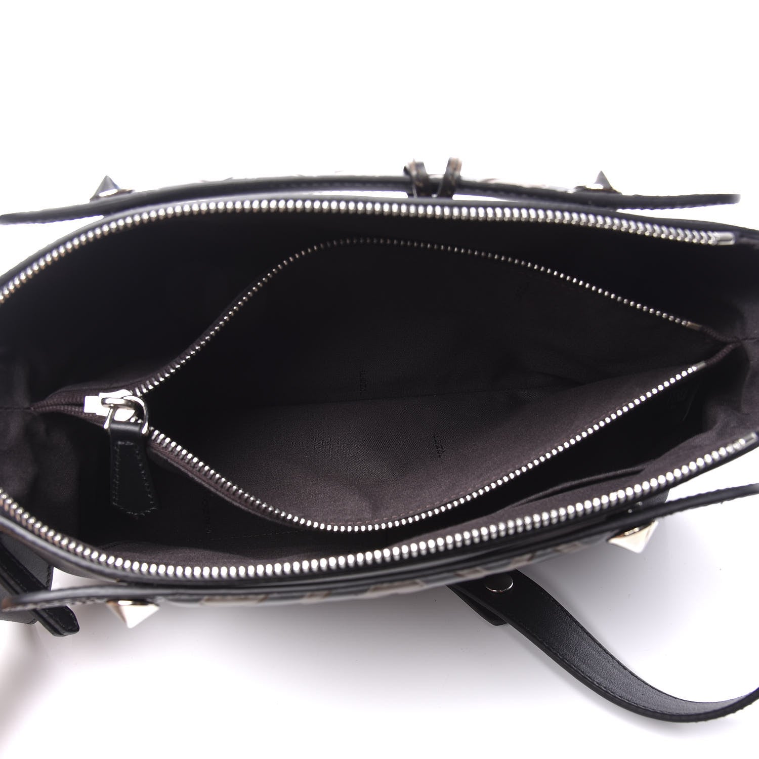 Fendi Vitello Dolce Bi-Color FF 1974 Embossed Medium By The Way Boston Bag Black Maya 5 of 12