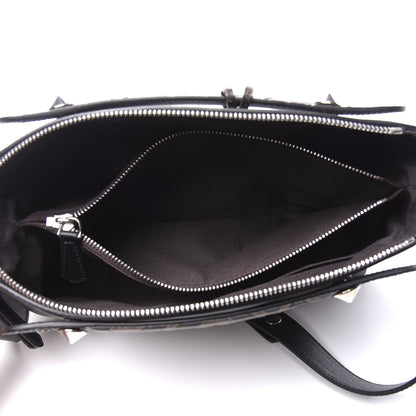 Fendi Vitello Dolce Bi-Color FF 1974 Embossed Medium By The Way Boston Bag Black Maya 5 of 12