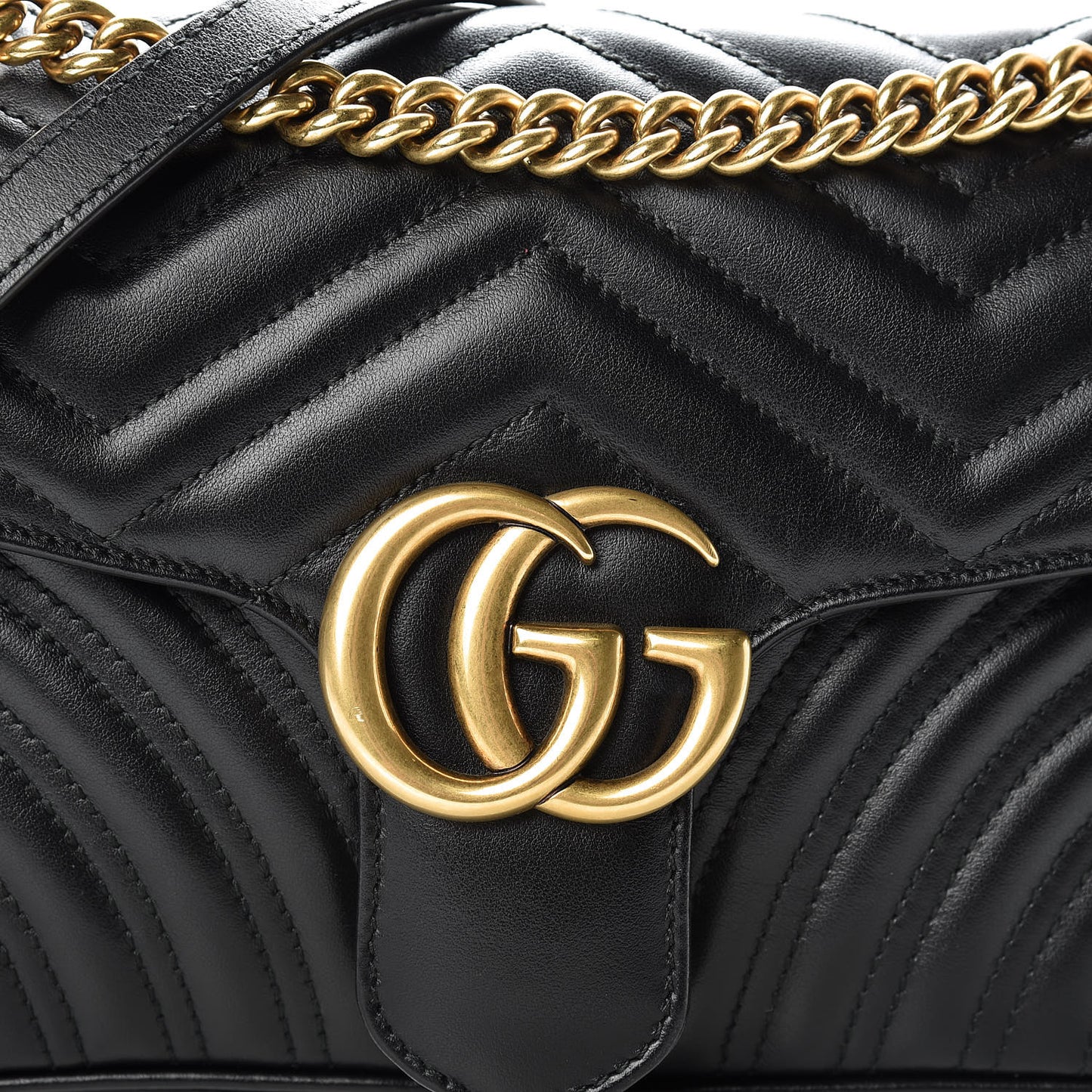 Calfskin Matelasse Small GG Marmont Shoulder Bag Black
