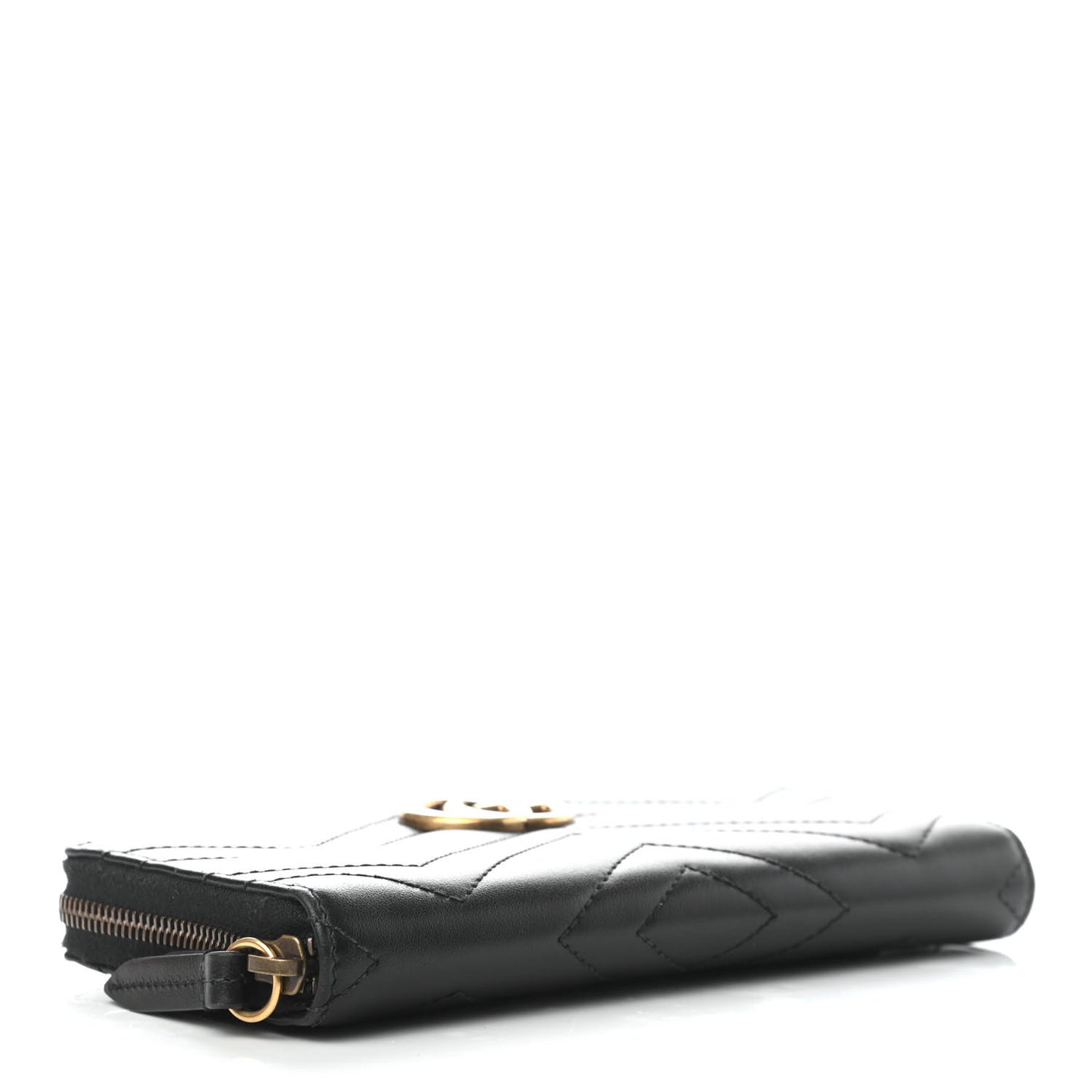 Calfskin Matelasse GG Marmont Zip Around Wallet Black