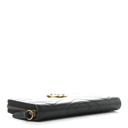 Gucci Calfskin Matelasse GG Marmont Zip Around Wallet Black 4 of 8
