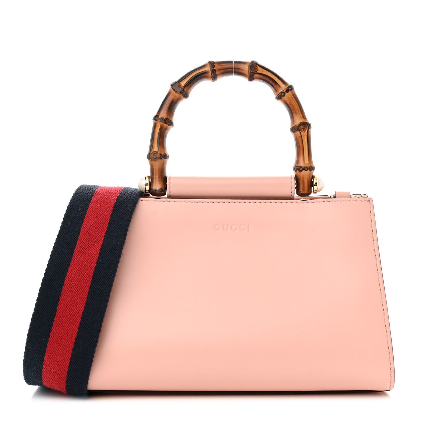 Nappa Bamboo Web Small Nymphaea Top Handle Bag Perfect Pink Mystic White