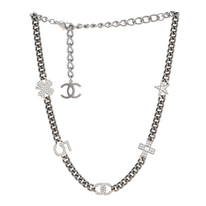 Chanel Ruthenium Crystal Chain CC Lucky Charms Choker Silver 3 of 6