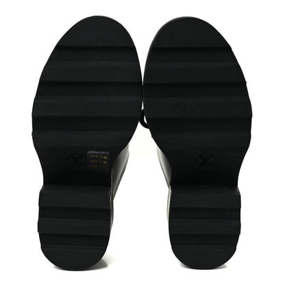 Louis Vuitton Calfskin Monogram Beaubourg Open Back Platform Derby Shoes 36.5 Black 6 of 9