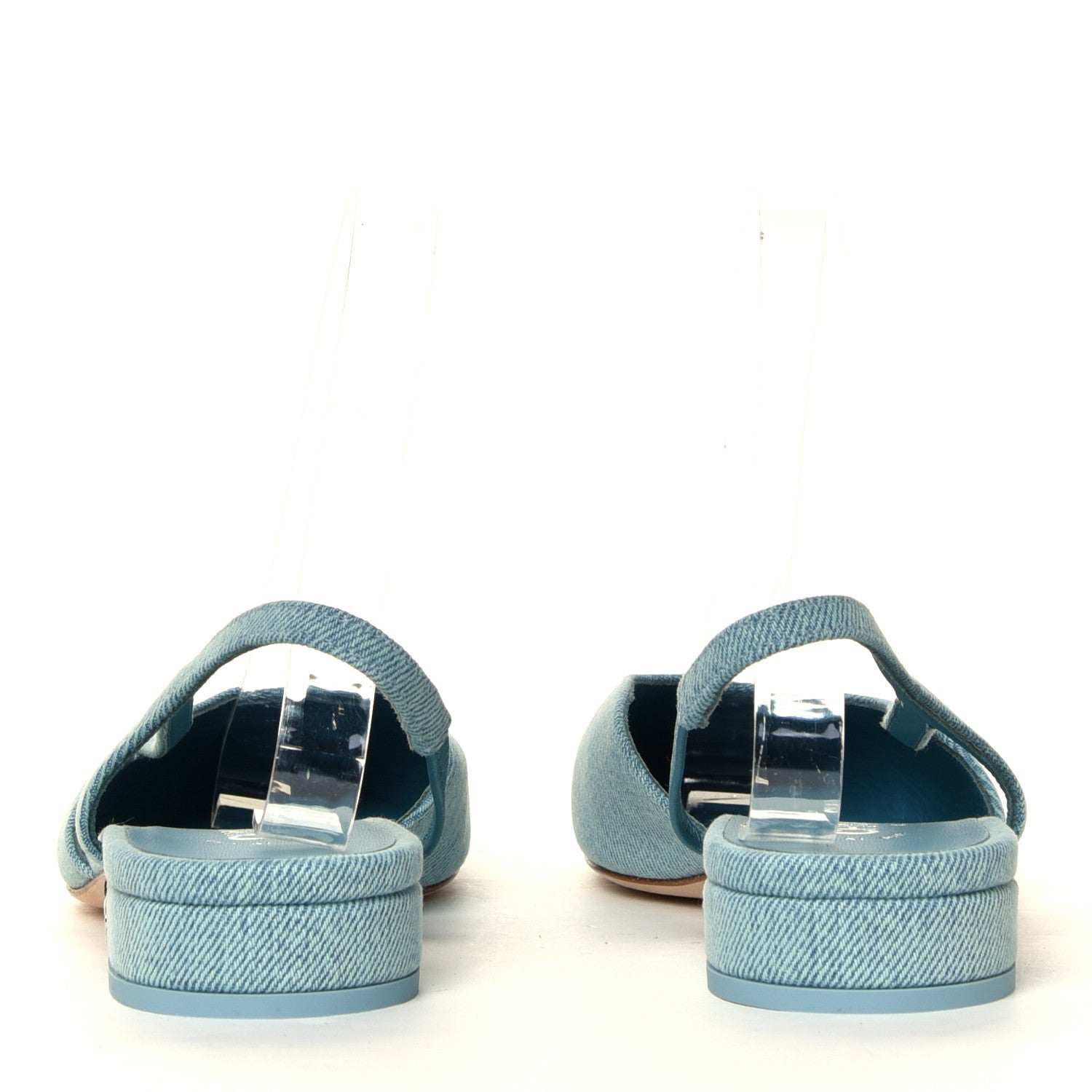 Chanel Denim Cap Toe CC Slingback Flats 38 Blue 10 of 12