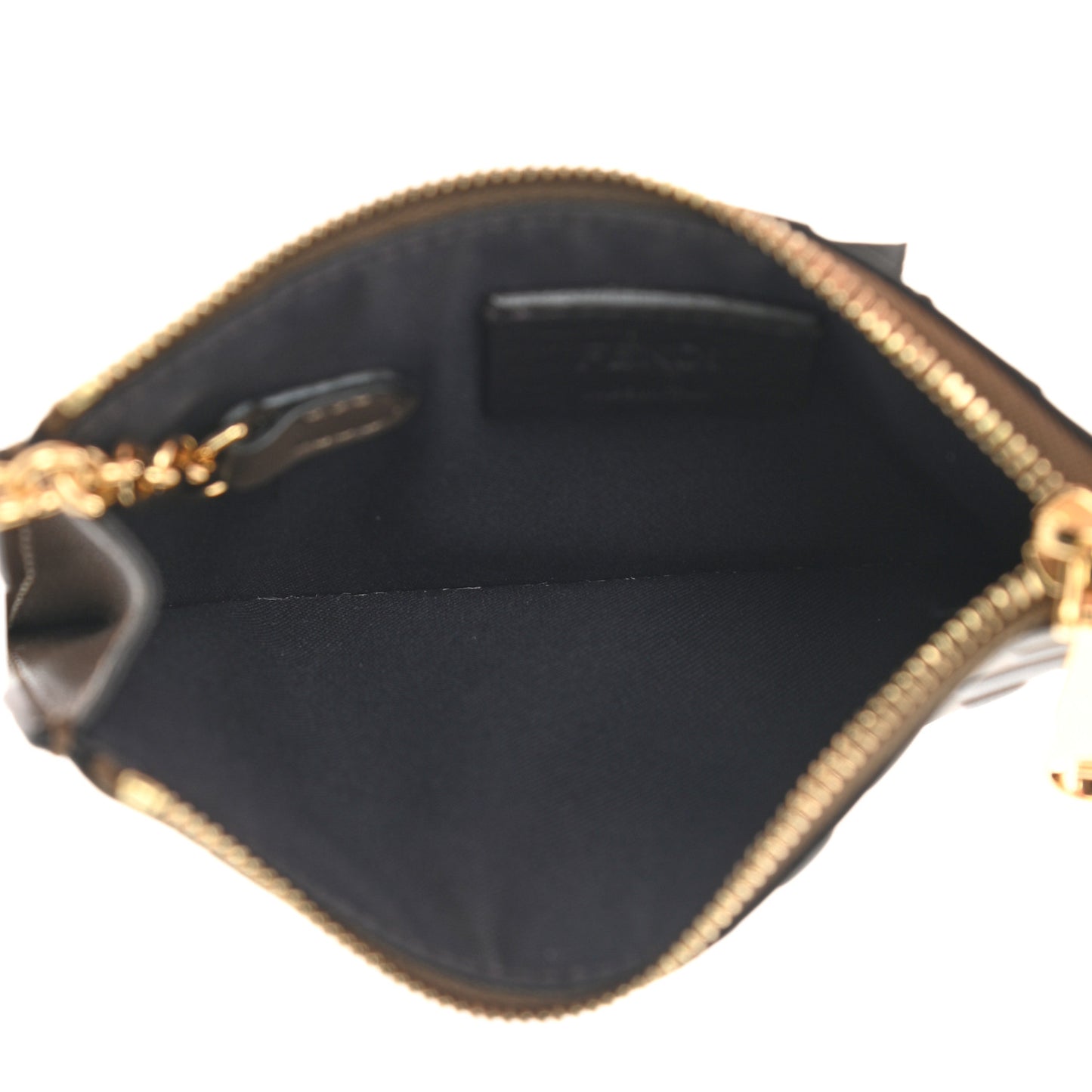 Vitello Soft F is Fendi Bi-Color FF 1974 Embossed Key Case Pouch Maya Black
