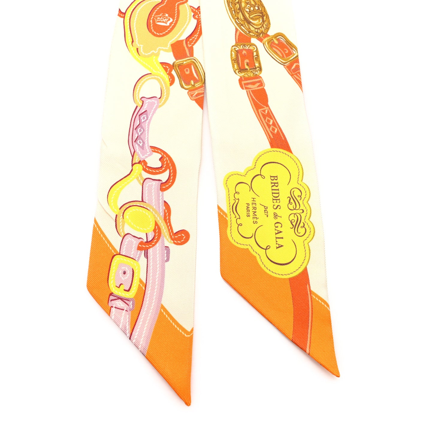 Silk Brides De Gala Applique Pique Twilly  Creme Orange Jaune