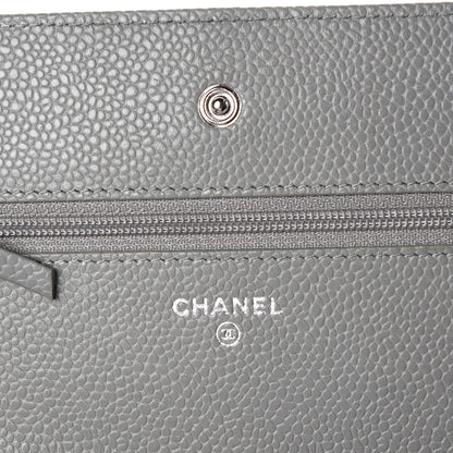 Chanel Caviar Quilted Wallet on Chain WOC Grey 8 of 9