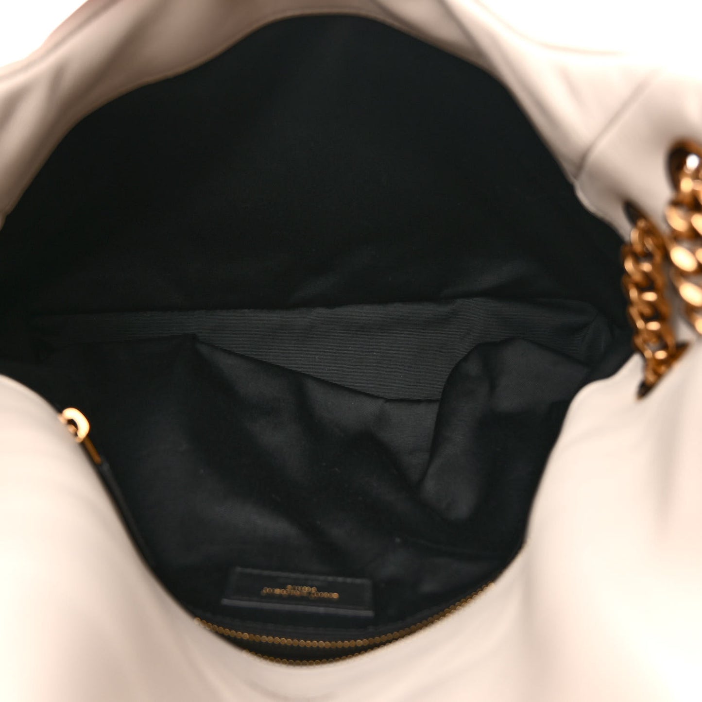 Lambskin Quilted Medium Loulou Puffer Monogram Chain Satchel Crema Soft