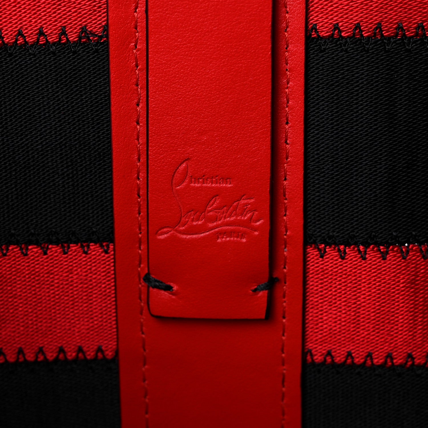 Christian Louboutin Canvas Spikes East West Cabata Tote Red Black 6 of 15