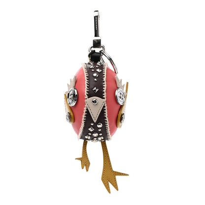 Burberry Calfskin Wool Cashmere Studded Mabel Derek The Bird Bag Charm Deep Claret Multicolor 1 of 6