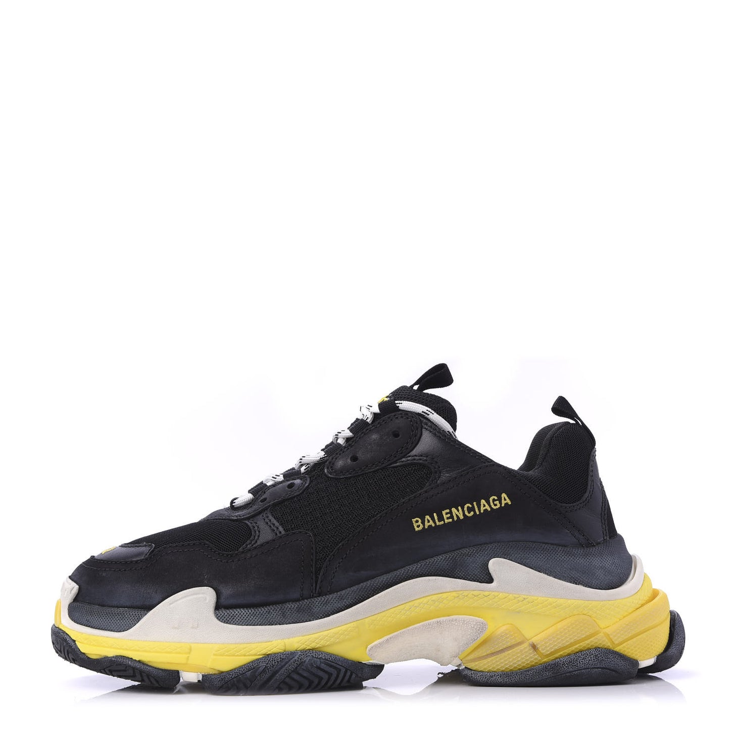 Fabric Mesh Womens Triple S Sneakers 42 Black Yellow