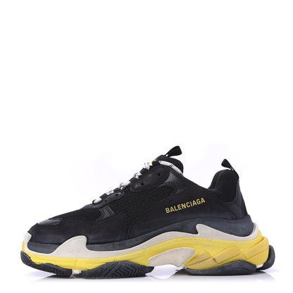 Balenciaga Fabric Mesh Womens Triple S Sneakers 42 Black Yellow 1 of 9
