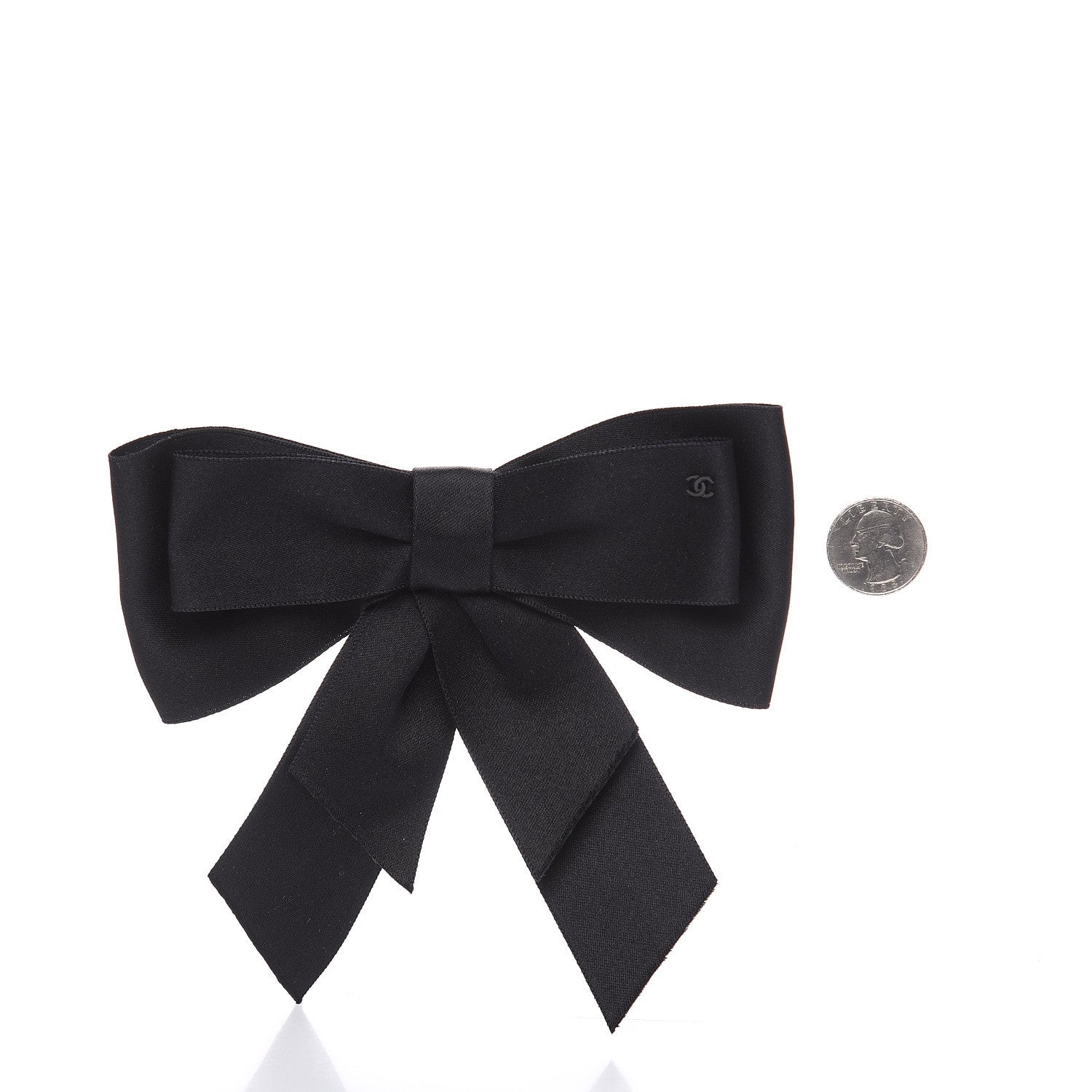 Chanel Silk Satin Bow Brooch Black 2 of 3