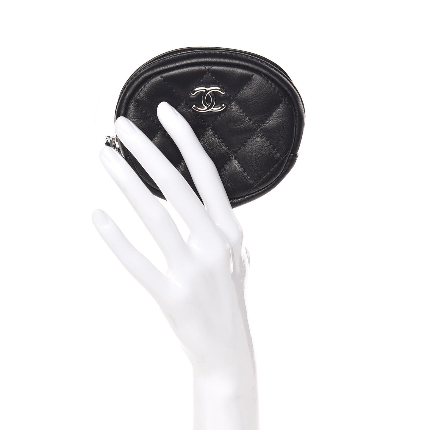 Lambskin Quilted Zip Around Classic Coin Purse Black