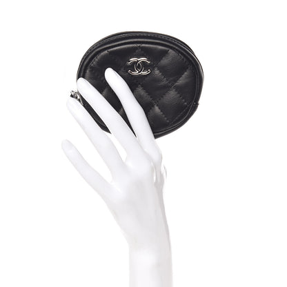 Chanel Lambskin Quilted Zip Around Classic Coin Purse Black 2 of 10