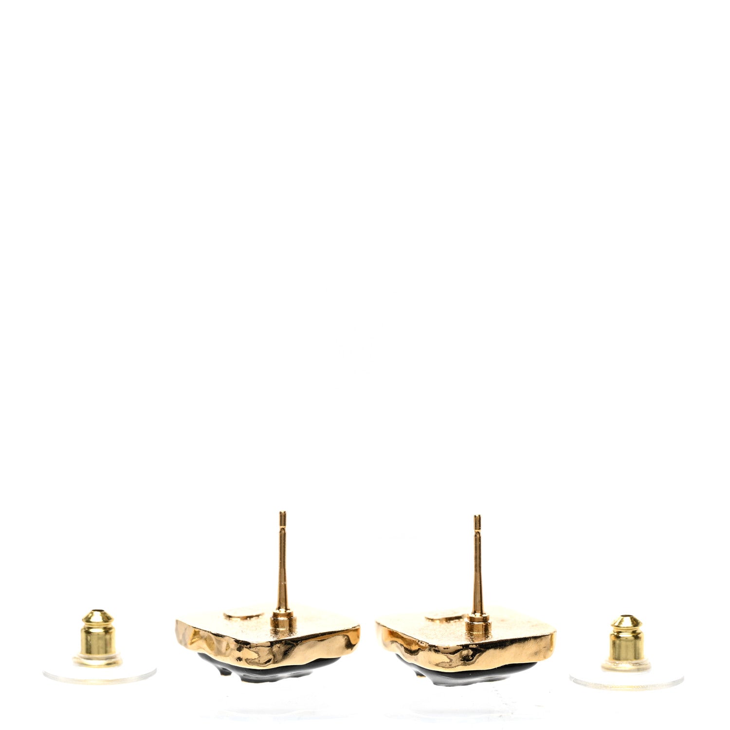 Chanel Resin CC Square Earrings Gold Black 3 of 5