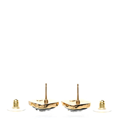 Chanel Resin CC Square Earrings Gold Black 3 of 5