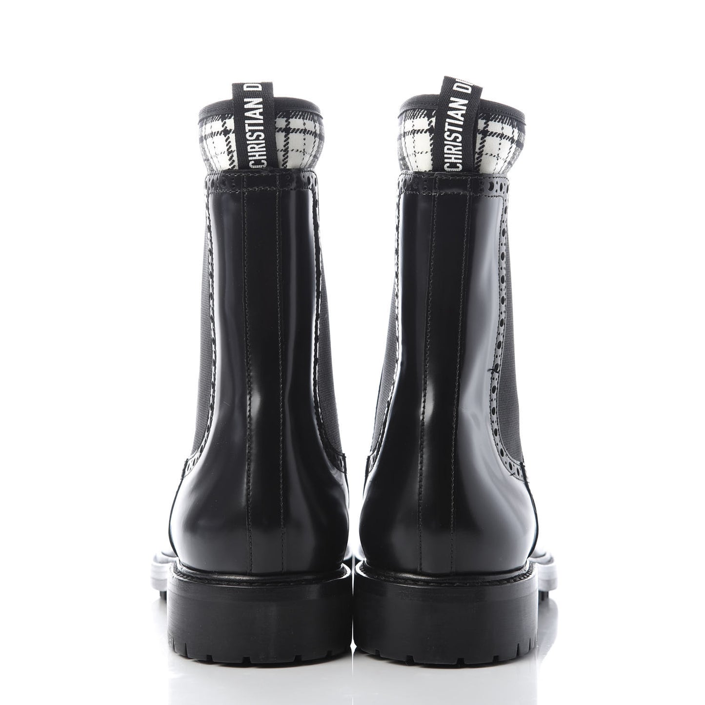Calfskin Tartan D-Order Low Boot 38.5 Black Off White