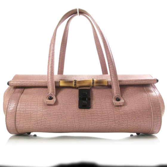Leather Bamboo Bullet Satchel Rose