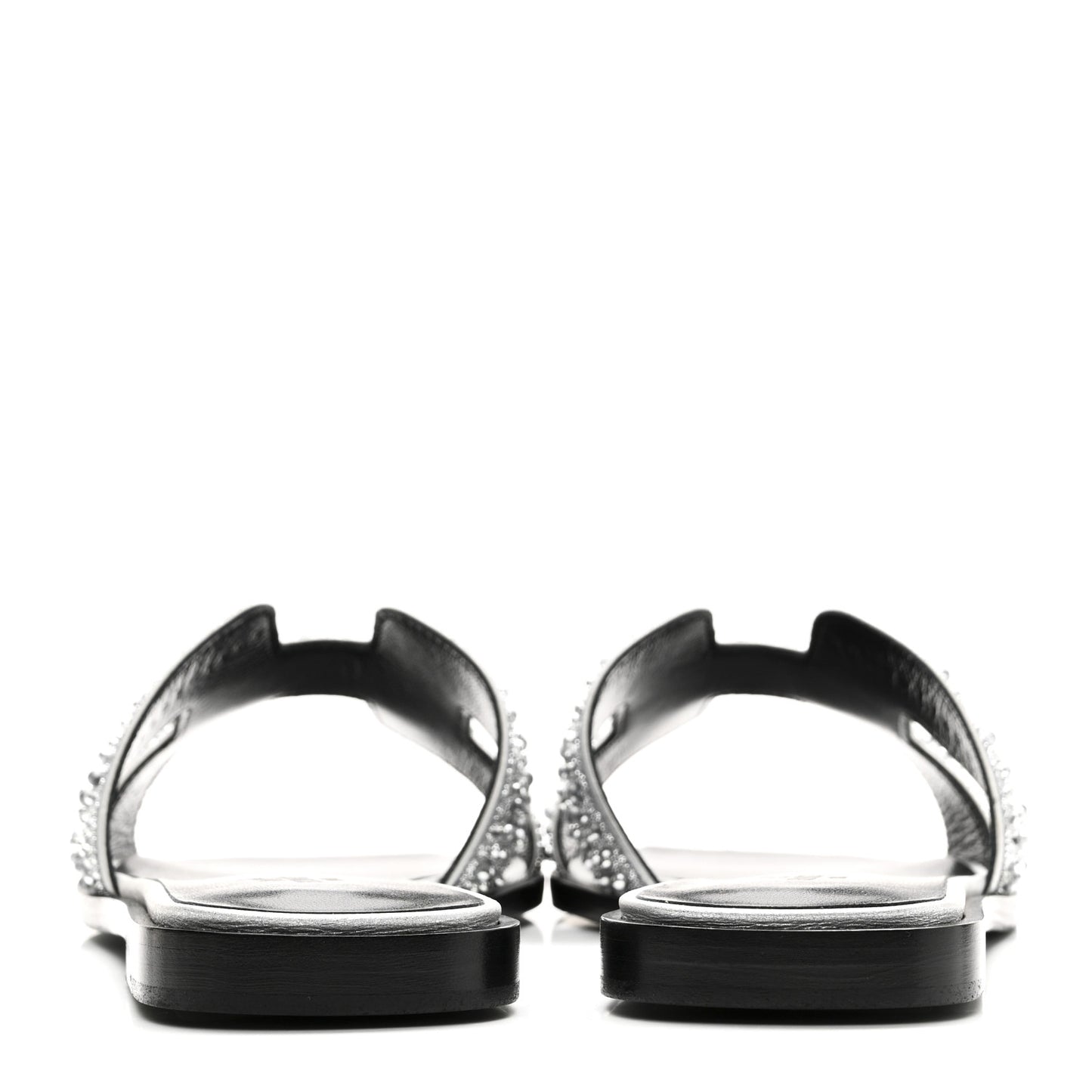 Velvet Goatskin Crystal Beads Oran Sandals 37 Gris Argente