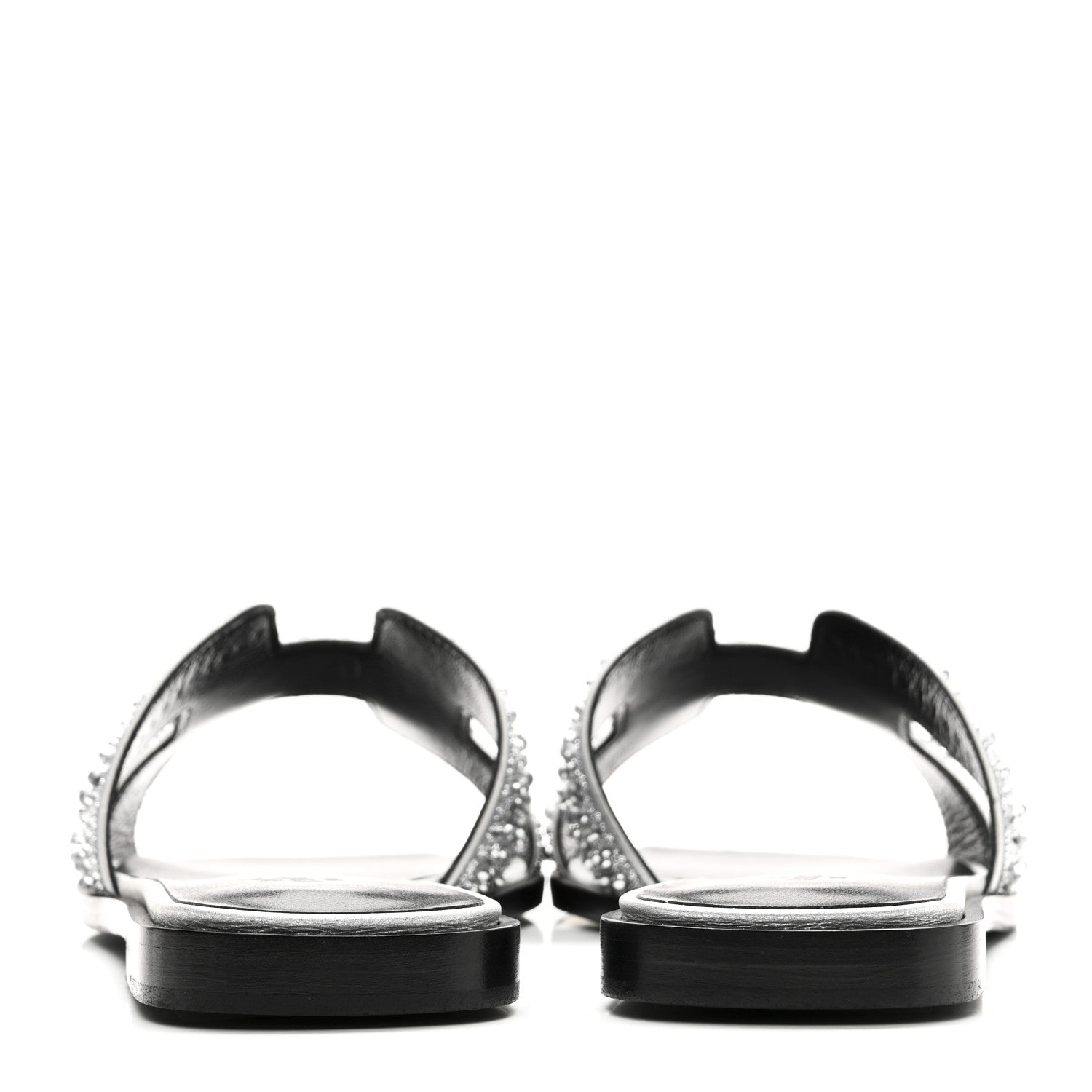 Hermes Velvet Goatskin Crystal Beads Oran Sandals 37 Gris Argente 6 of 11