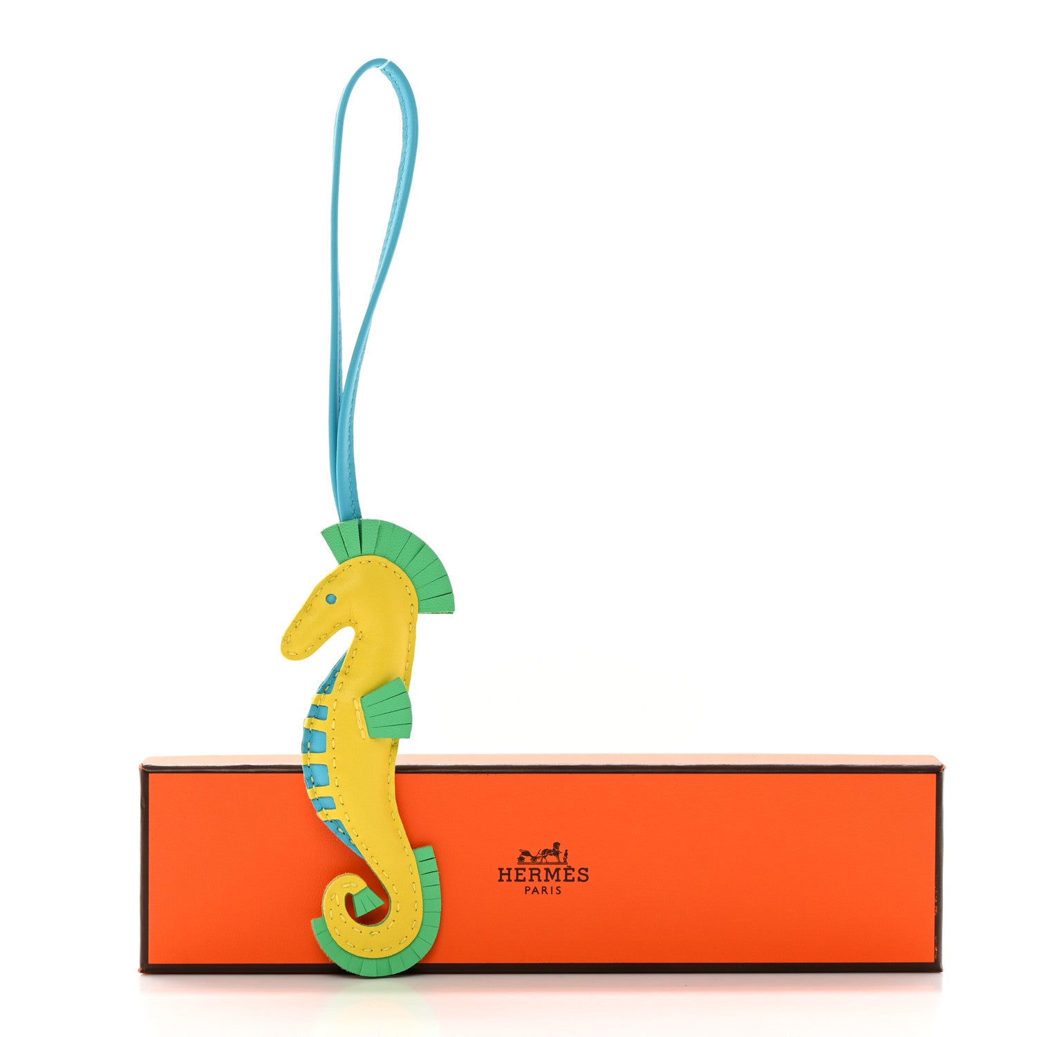 Hermes Milo Lambskin Hippo Bag Charm Lime Vert Comics Bleu Azteque 5 of 6