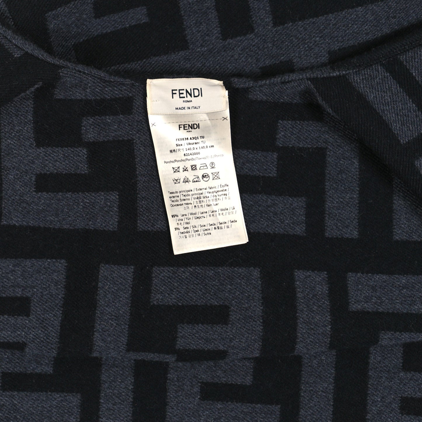 Wool Silk FF Poncho Black