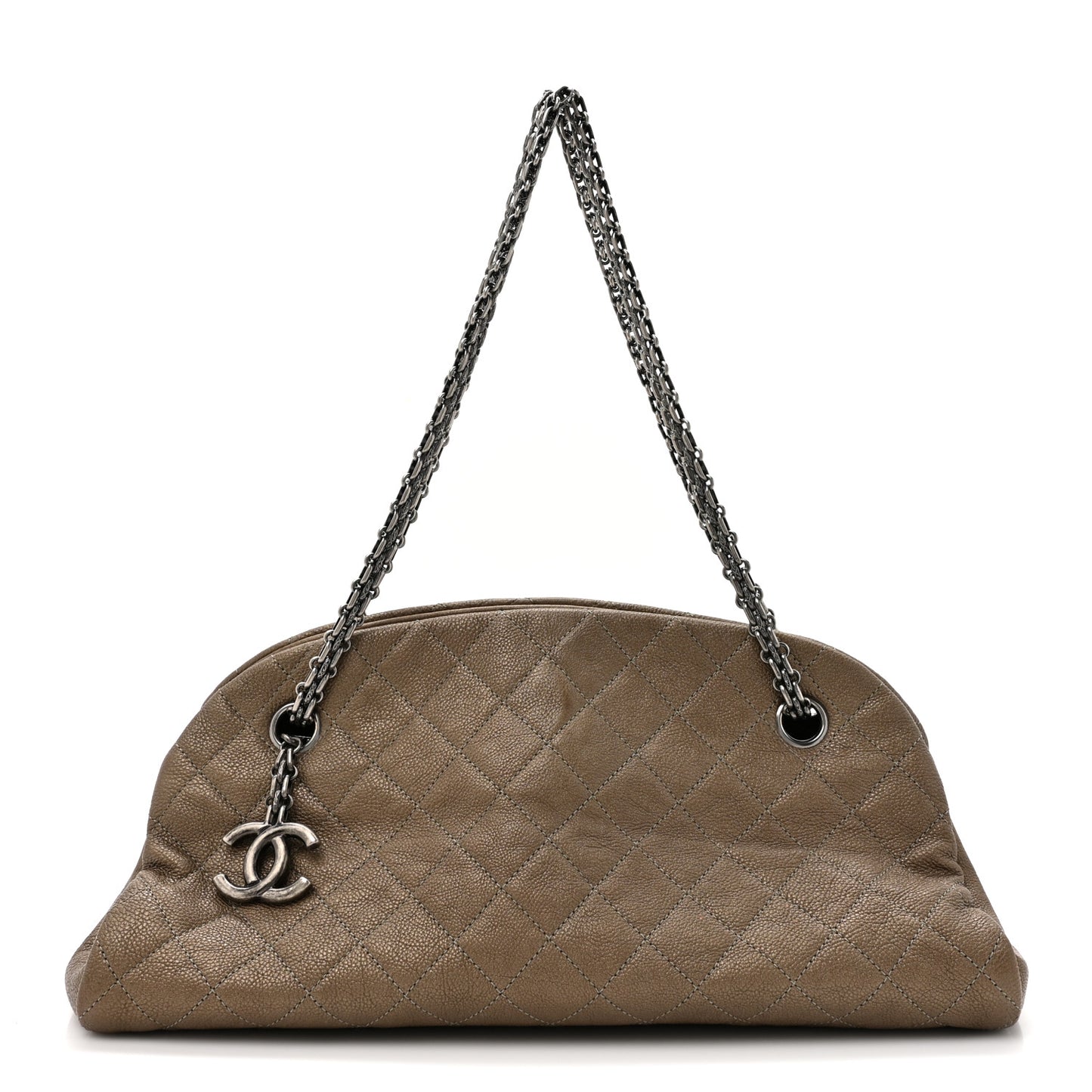 Metallic Caviar Quilted Medium Just Mademoiselle Bowling Bag Gold