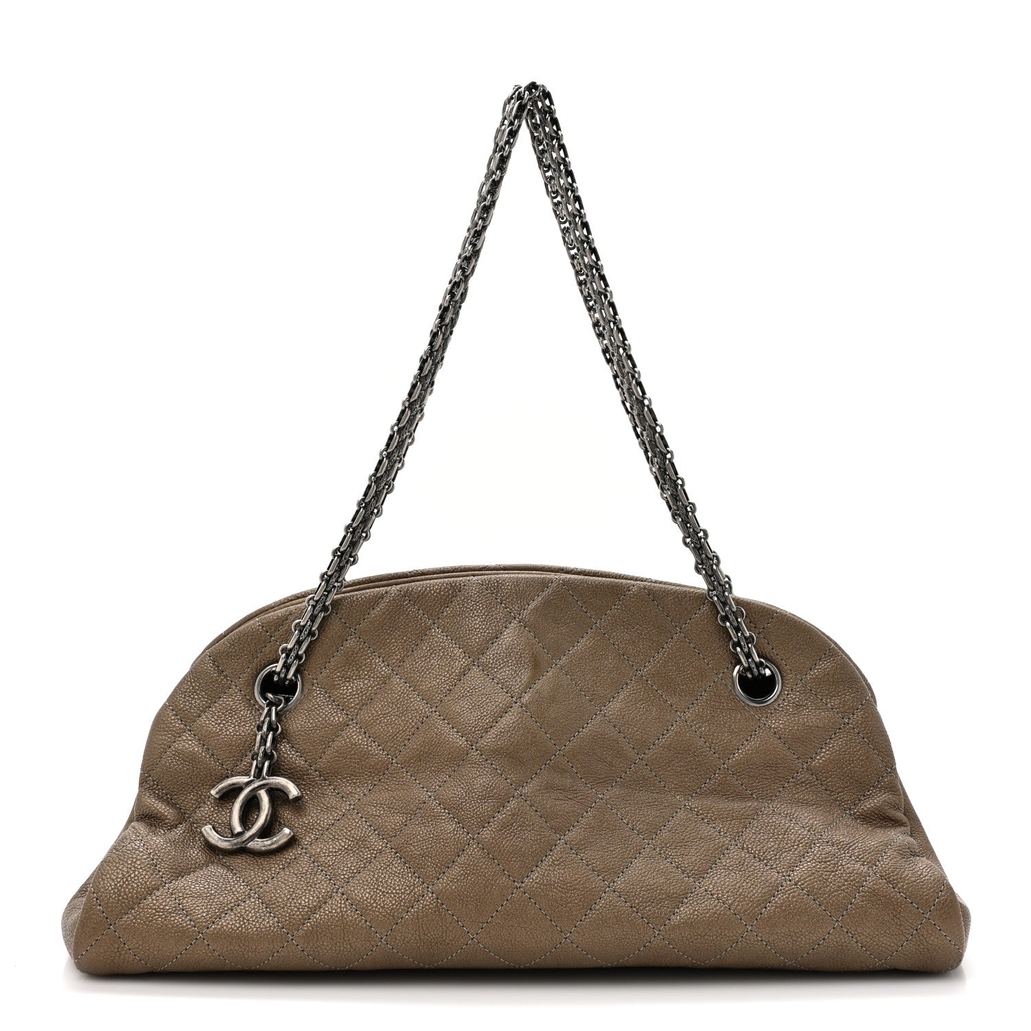 Chanel Metallic Caviar Quilted Medium Just Mademoiselle Bowling Bag Gold 1 of 13