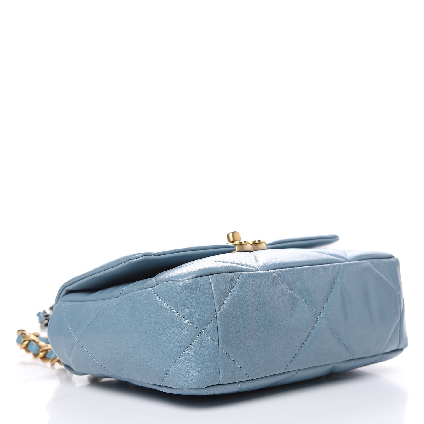 Goatskin Quilted Medium 19 Flap Blue