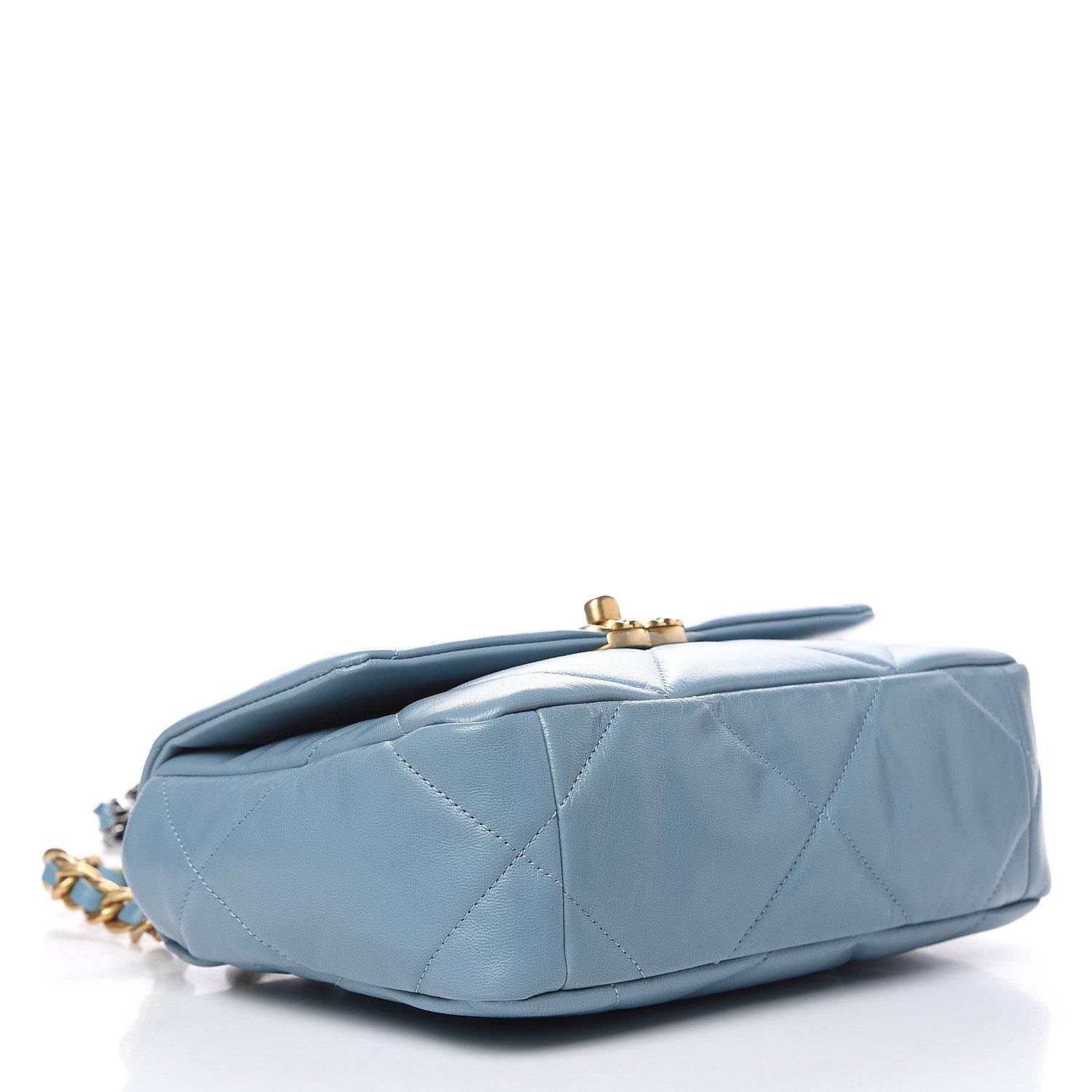 Chanel Goatskin Quilted Medium 19 Flap Blue 4 of 11